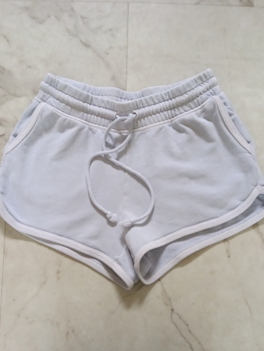 Women's White Drawstring Athletic Shorts with Side Pockets